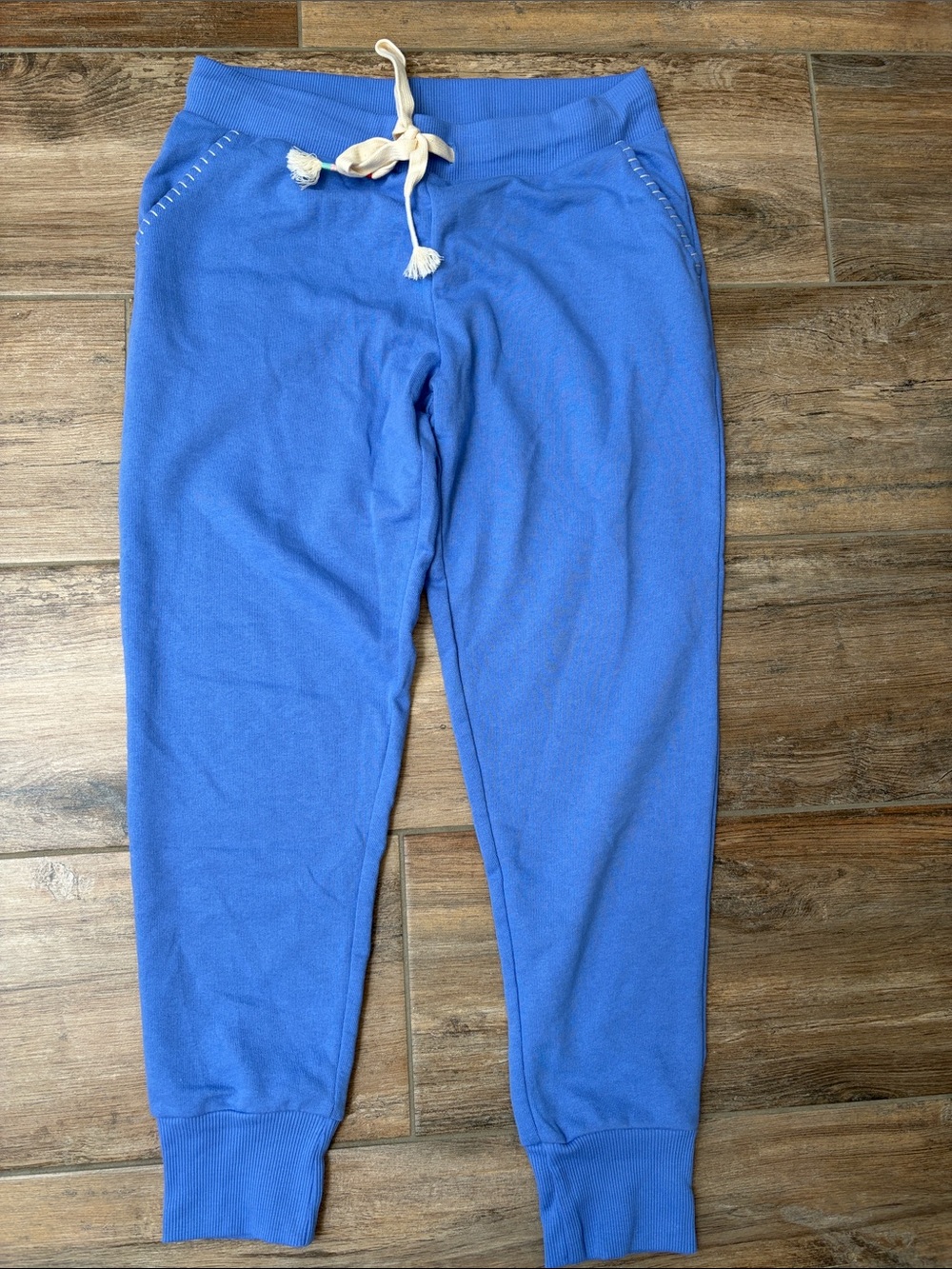 Wildfox Periwinkle Blue Joggers with Cream Drawstring